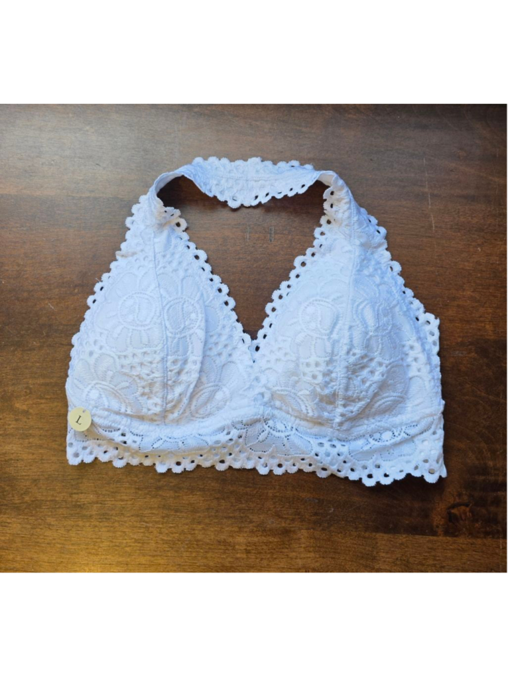 Women's NWT AERO White Lace Halter Bralette L